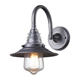 Insulator Glass 1 Light Wall Sconce in Weathered Zinc w/ Thick Clear Glass