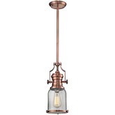 Chadwick 1 Light Pendant Light in Copper w/ Clear Seeded Glass