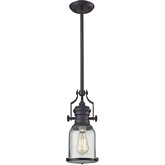 Chadwick 1 Light Pendant Light in Oil Rubbed Bronze w/ Clear Seeded Glass
