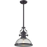 Chadwick 1 Light Pendant Light in Oil Rubbed Bronze w/ Clear Seeded Glass