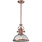 Chadwick 1 Light Pendant Light in Copper w/ Clear Seeded Glass