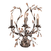 Circeo 3 Light Wall Bracket Sconce in Deep Rust w/ Crystal Droplets