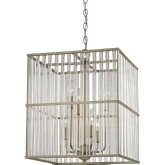 Ridley 6 Light Chandelier in Aged Silver w/ Oval Glass Rods