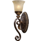Regency 1 Light Wall Sconce in Burnt Bronze & Weathered Gold Leaf w/ Amber glass
