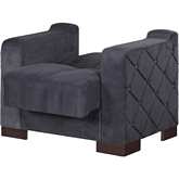 Cairo Sleeper Accent Chair w/ Storage in Gray Microfiber