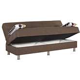Berlin Convertible Sleeper Sofa w/ Storage in Brown Fabric