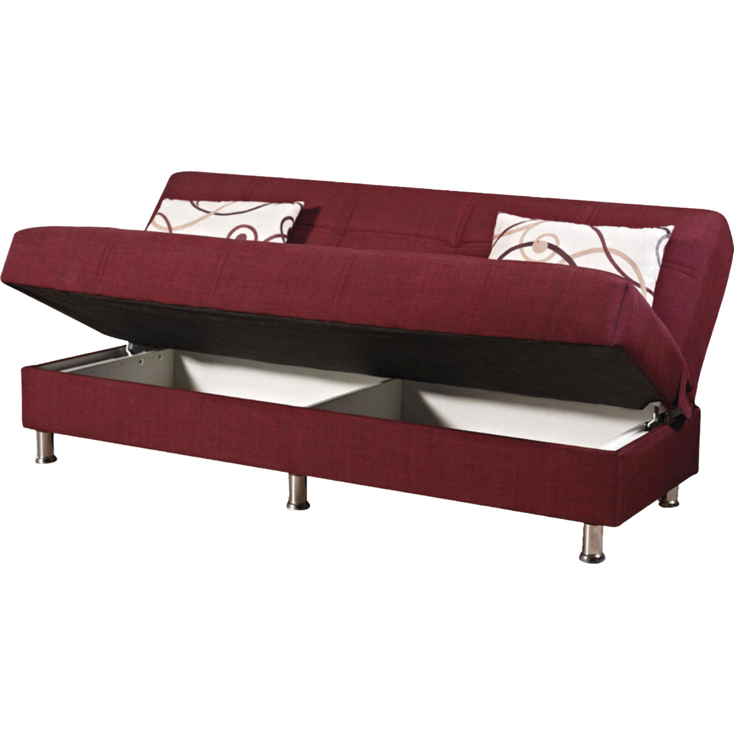 Fabric Click-Clack Futon Sofa Bed with Storage Compartment, Dark