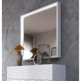 Wave 39" Mirror in High Gloss White Finish