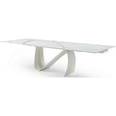 9087 83" Extension Dining Table White Marble Look & Metal