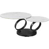 129 Coffee Table in White Stone & Sanded Black Stainless Steel