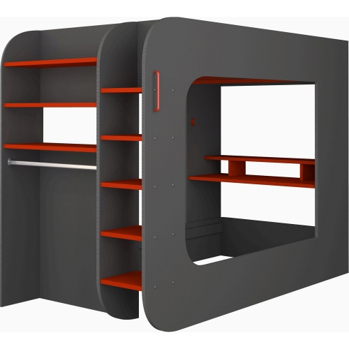 Gamer Twin Bed in Black & Red Finish