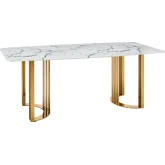 131 Dining Table in Marble & Gold Finish Stainless Steel