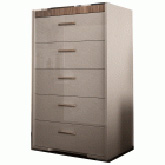 Nora Chest in High Gloss Beige & Brushed Walnut Finish