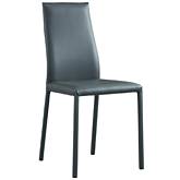 196 Dining Chair in Grey Eco Leather with Quilted Back (Set of 2)