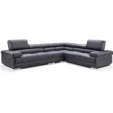 2119 Sectional Sofa w/ Left or Right Chaise in Black Leather