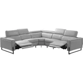 2787 Power Recline Sectional Sofa in Grey Top Grain Leather