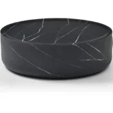 6155 Round Coffee Table in Black Marble Look Fiberglass
