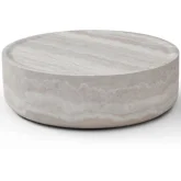 6155 Round Coffee Table in Sand Light Beige Marble Look Fiberglass