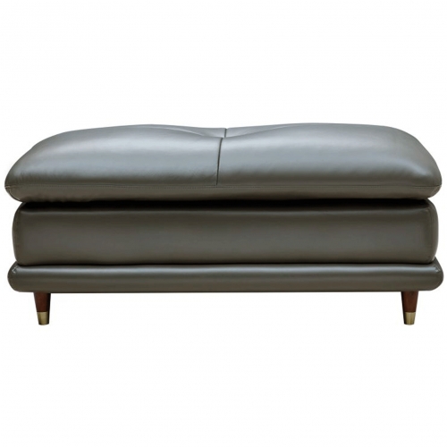 9180 Ottoman in Grey Green Leather