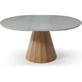 9493 47" Round to 63" Oval Dining Table in Neutral MDF & Ash Veneer