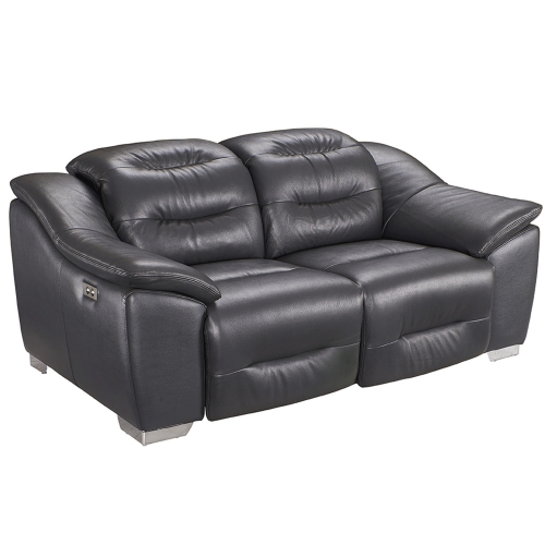 972 67" Loveseat with 2 Recliners in Dark Grey Charcoal Top Grain Leather