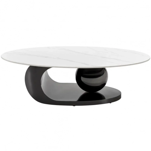 B440 Coffee Table in White Marble Look & Black