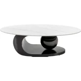B440 Coffee Table in White Marble Look & Black