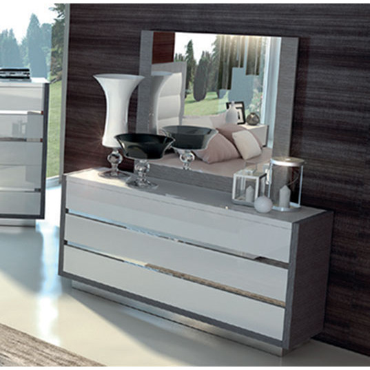 Manganodresser Mangano 3 Drawer Dresser, Modern White High Gloss Dresser