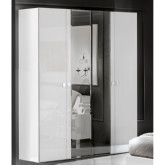 Onda 4 Door Wardrobe in White with 2 Mirror Doors