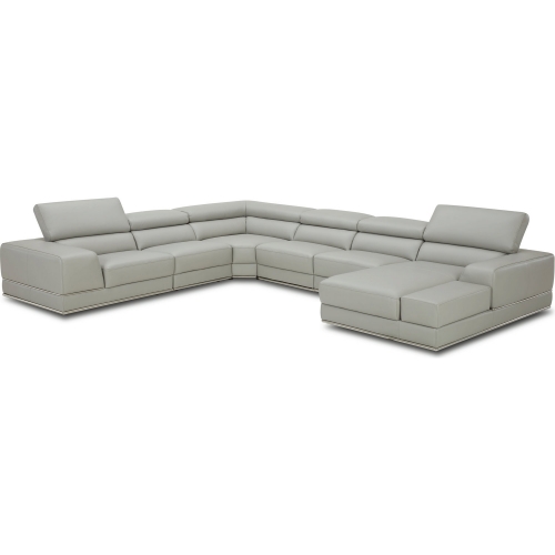 1576 Sectional Sofa with Right Chaise in Grey Top Grain Leather
