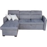 Candy Sectional Sleeper Sofa w/ Reversible Storage Chaise in Blue Fabric