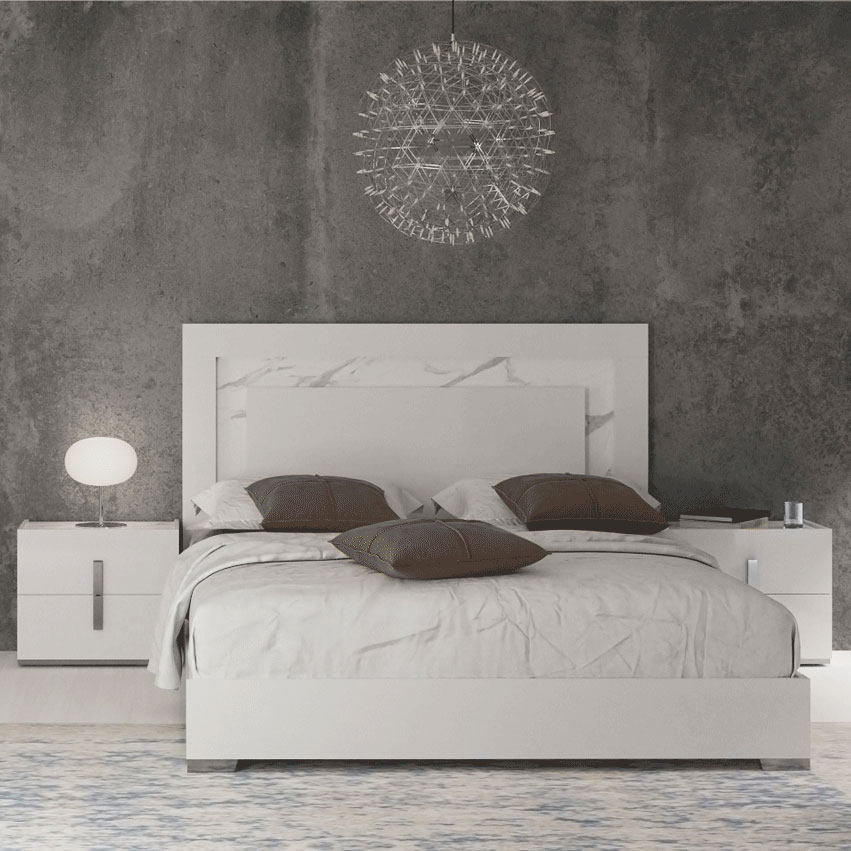 Led Headboard In High Gloss White Grey, White High Gloss Queen Bed