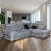 Daytona Sectional Sleep Sofa w/ Right Storage Chaise in Blue Fabric