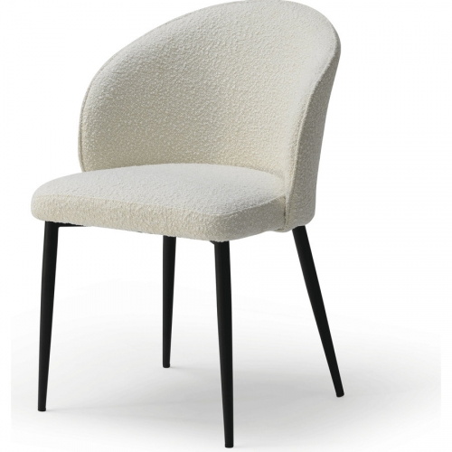 2107 Dining Chair in White Wool & Black Legs (Set of 2)
