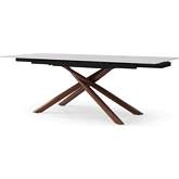 9063 63" Ext Dining Table in Marble Look Ceramic & Walnut Finish