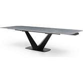 9436 83" Extension Dining Table in Grey Marble Look Ceramic & Black Metal