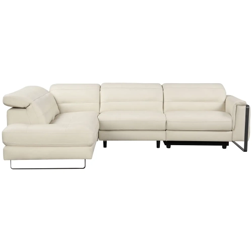 Eminence Power Recline Sectional Sofa w/ Left Chaise in Bianco Latte Off White Leather