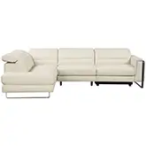 Eminence Power Recline Sectional Sofa w/ Left Chaise in Bianco Latte Off White Leather