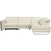 Eminence Power Recline Sectional Sofa w/ Right Chaise in Bianco Latte Off White Leather