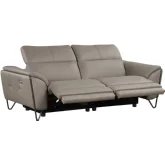 Lavinia Power Reclining Sofa in Gray Top Grain Leather & Metal