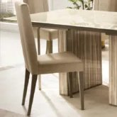 Luce Dining Chair in Beige Fabric & Wood (Set of 2)