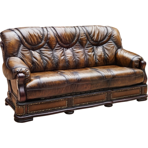 Oakman Sofa with Bed in Italian Leather with Nailhead