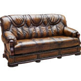 Oakman Sofa with Bed in Italian Leather with Nailhead