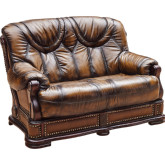 Oakman Loveseat in Italian Leather with Nailhead