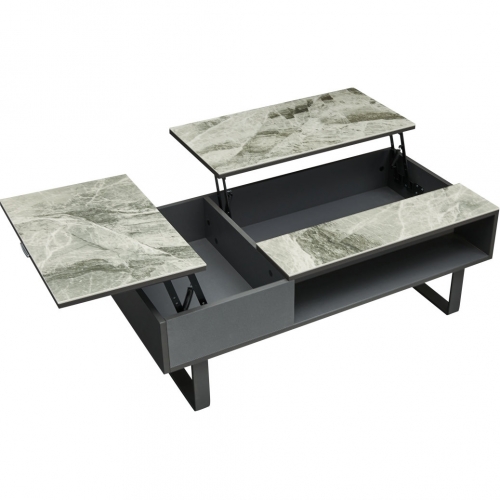 1389 Coffee Table with Storage in Grey & Marble Look