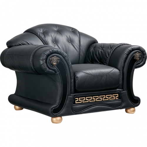 Apolo Arm Chair in Black Italian Leather