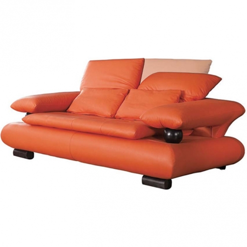410 Loveseat in Orange Italian Leather