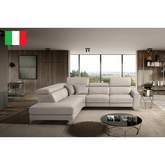 Point Sectional Sofa with Left Chaise in Light Beige Top Grain Leather