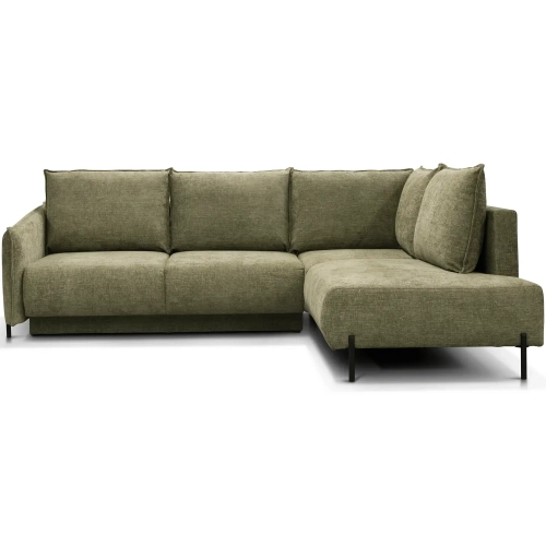 Marsylia Sectional Sleep Sofa w/ Right Chaise in Olive Green Fabric