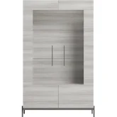 2 Door China Cabinet w/ Light in Grey White Wood & Glass